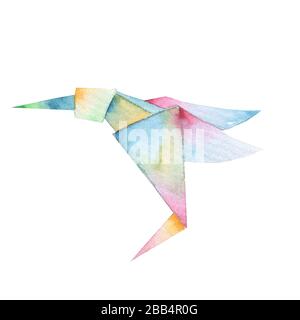 Un original de couleurs vives Origami Hummingbird. Fichier disponible. Banque D'Images