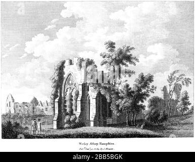 Une gravure de Netley Abbey Hampshire 1784 numérisé à haute résolution à partir d'un livre publié vers 1786. Considéré comme libre de droits d'auteur. Banque D'Images