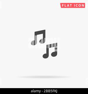 Icône vecteur plat de musique. Signe de style glyphe. Symbole d'illustrations simples tracées à la main pour les infographies de concept, les projets de conception, l'interface utilisateur et l'UX, le site Web ou le mob Illustration de Vecteur