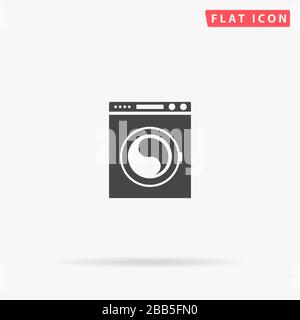 Icône vectorielle plate pour lave-linge. Signe de style glyphe. Symbole d'illustrations simples tracées à la main pour les infographies de concept, les projets de conception, l'interface utilisateur et l'UX, les réseaux Web Illustration de Vecteur