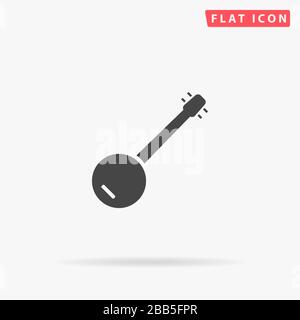 Icône de vecteur plat banjo. Signe de style glyphe. Symbole d'illustrations simples tracées à la main pour les infographies de concept, les projets de conception, l'interface utilisateur et l'UX, le site Web ou le mob Illustration de Vecteur