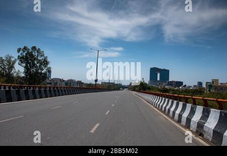 Lock-dots de l'Inde. Photos des routes Delhi/RCN fermées pour les 21 prochains jours Banque D'Images