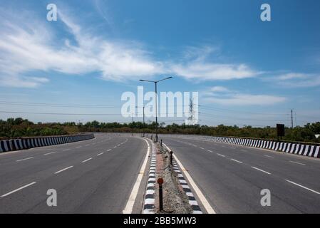 Lock-dots de l'Inde. Photos des routes Delhi/RCN fermées pour les 21 prochains jours Banque D'Images