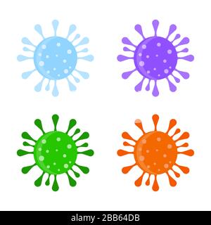 Collection de microbe de virus de couleur. Illustration du virus corona biodangereux, du micro-organisme chimique et des bactéries Illustration de Vecteur