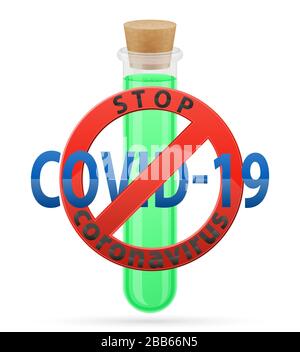 virus dans le tube à essai vaccin coronavirus covid-19 illustration vectorielle isolée sur fond blanc Illustration de Vecteur