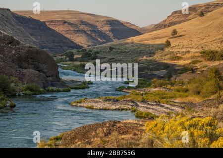 La rivière Wild and Scenic Lower Deschutes, au nord de Maupin, Oregon. Banque D'Images