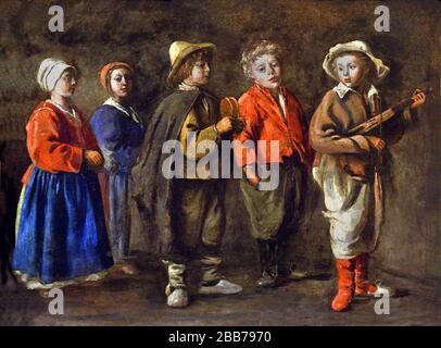 Les jeunes musiciens 1640 Antoine le Nain 1588-1648 France Français Banque D'Images