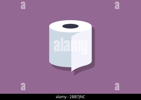 Un rouleau de papier toilette est représenté comme un dessin simple Banque D'Images