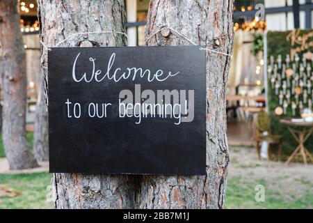 Un endroit bien frappé pour rencontrer les clients pour célébrer le mariage Banque D'Images