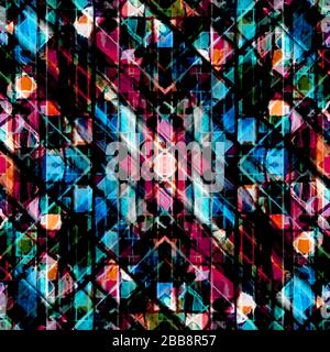 Motif géométrique complexe multicolore sans couture et grunge abstrait Banque D'Images
