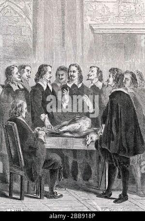 WILLIAM HARVEY (1578-1657) médecin anglais démontrant la circulation du sang. Banque D'Images