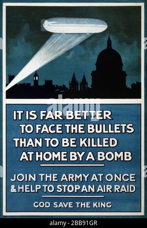 Affiche de recrutement ZEPPELINS de la première Guerre mondiale Banque D'Images