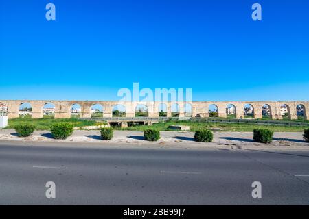 Ancien aqueduc romain de Kamares à Larnaca, Chypre. Banque D'Images