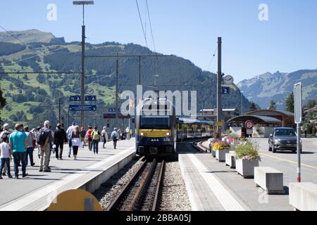 Gare Suisse Grindelwald pied du Mont Eiger, Suisse, Europe, 05/09/2019, Gare Suisse Grindelwald pied du Mont Eiger, fervent Banque D'Images