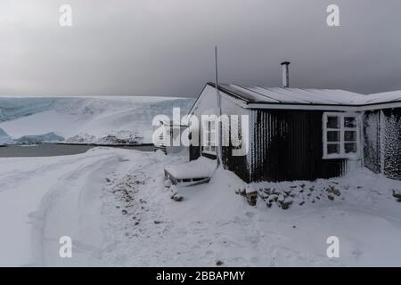 Wordie House, une hutte britannique de l'Antarctique Survey, qui était utilisée entre 1947 et 1954, est-elle maintenant maintenue par la Fiducie du patrimoine antarctique comme une muse Banque D'Images