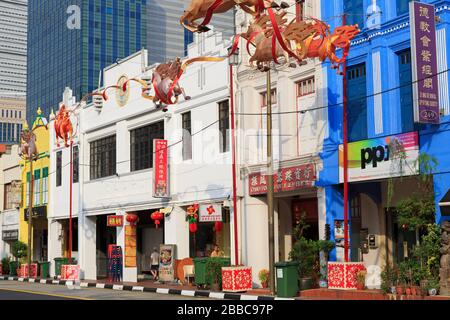 South Bridge Street, quartier chinois, Singapour, Asie Banque D'Images