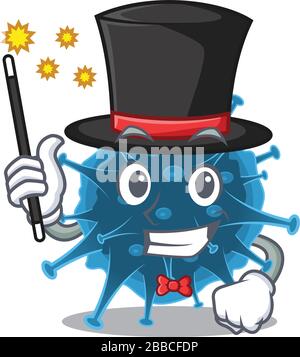 Charmant dessin animé de moordecovirus de la performance comme style magicien Illustration de Vecteur