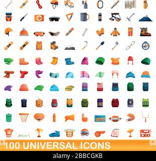 100 icônes universelles set. Cartoon illustration de 100 icônes universelles vector set isolé sur fond blanc Illustration de Vecteur