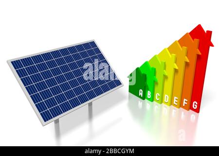 Concept de panneaux solaires - illustration tridimensionnelle Banque D'Images