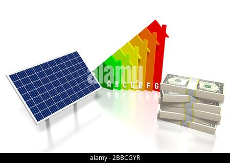 Concept de panneaux solaires - illustration tridimensionnelle Banque D'Images