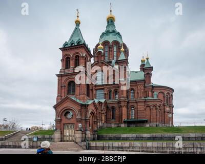 Cathédrale d'Uspenski (1868), cathédrale principale de l'Église orthodoxe de Finlande et la plus grande d'Europe, Helsinki. Banque D'Images