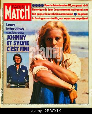 FrontPage du magazine français Paris-Match, n° 1407, la chanteuse française Sylvie Vartan quitte Johnny Halliday., 1976, France Banque D'Images