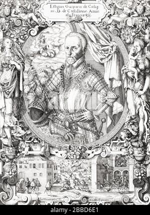 Gaspard de Coligny, Seigneur de Châtillon, 1519 – 1572. Contremaître français. Il était amiral de France et chef Huguenot pendant les guerres de religion françaises. Banque D'Images
