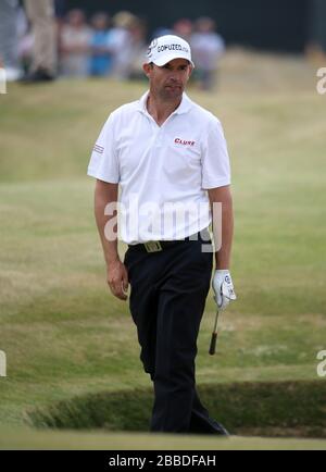 Padraig Harrington de la République d'Irlande pendant la troisième journée de pratique pour le championnat Open 2013 au club de golf de Muirfield, East Lothian Banque D'Images