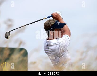 Luke Donald, Angleterre, pendant la troisième journée de pratique pour le championnat Open 2013 au Muirfield Golf Club, East Lothian Banque D'Images