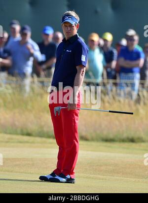 Luke Donald, Angleterre, au cours du deuxième jour du championnat d'Open Championship 2013 au Muirfield Golf Club, East Lothian Banque D'Images