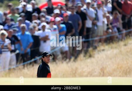 Rory McIlroy d'Irlande du Nord au deuxième jour du championnat Open 2013 au Muirfield Golf Club, East Lothian Banque D'Images