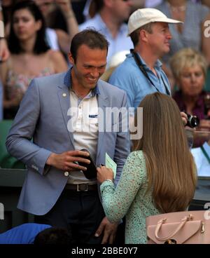 Kim Sears et Ross Hutchins dans la boîte des joueurs Banque D'Images