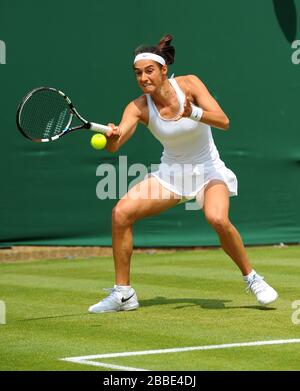 Caroline Garcia, France, est en action contre Jie Zheng, Chine Banque D'Images