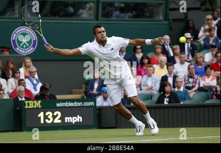 JO-Wilfried Tsonga en France contre les Ernouts Gulbis de Lettonie Banque D'Images