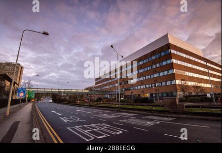 L'A52 à l'heure de pointe du matin pendant le verrouillage dans le cadre de l'épidémie de coronavirus Covid 19, 20 avril Nottingham Notinghamshire Angleterre Royaume-Uni Banque D'Images