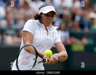 Laura Robson, de Grande-Bretagne, est en action contre Kaia Kanepi, en Estonie Banque D'Images