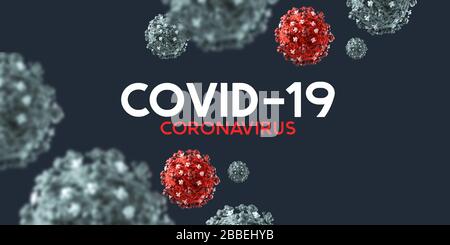 Covid-19 (coronavirus) foyer nouvelles mise à jour bannière arrière-plan. Illustration tridimensionnelle. Banque D'Images