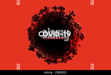 Un titre rouge sur l'éclosion de pandémique de coronavirus Covid-19. Illustration tridimensionnelle Banque D'Images