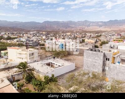 Vue aérienne sur le village de Sao Vincente, Cabo Verde Banque D'Images