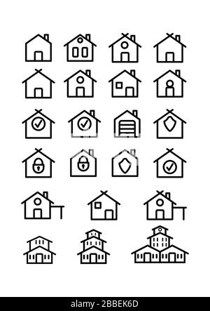 ensemble d'icônes de maison linéaires. Polygone vide isolé sur un fond blanc. Illustration simple de stock plat. Illustration de Vecteur