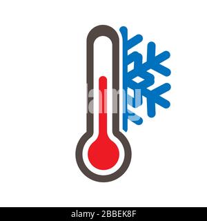 Icône d'un thermomètre avec flocon de neige. Temps froid. Illustration de stock vectoriel plat simple. Illustration de Vecteur