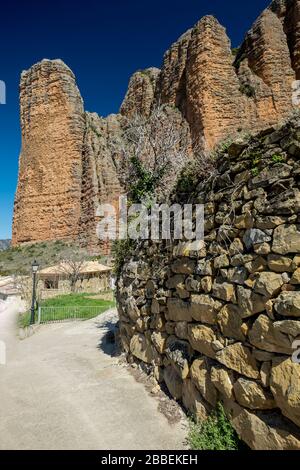 Mallos de Riglos, Huesca, Aragon, Espagne Banque D'Images