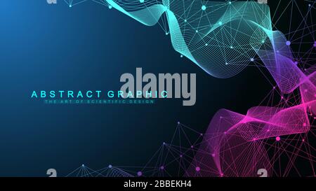 Résumé Contexte géométrique l'expansion de la vie. Explosion de couleurs avec l'arrière-plan et les points de la ligne, le débit de l'onde. Fond graphique explosion Illustration de Vecteur