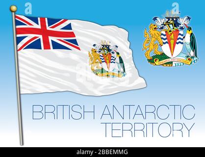 Drapeau national officiel du territoire de l'Antarctique britannique et armoiries, illustration vectorielle Illustration de Vecteur