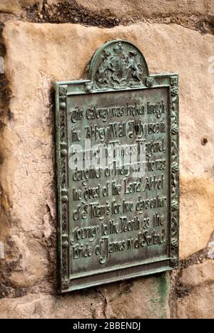 Plaque à la princesse Margaret sur le mur de l'abbaye – York Banque D'Images