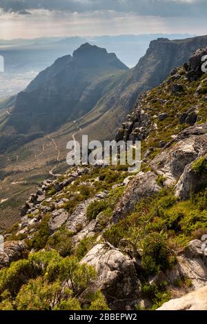 Afrique du Sud, le Cap, la montagne de la Table, vue depuis le bord rocheux de la gorge de Plattenklip Banque D'Images