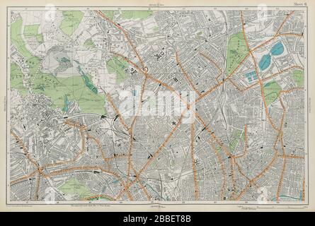 HAMPSTEAD ISLINGTON Camden Highgate Finsbury Park Primrose Hill. BACON 1913 carte Banque D'Images