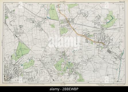 CHISLEHURST Eltham Mottingham Bromley Sidcup Foots Cray Catford. BACON 1913 carte Banque D'Images