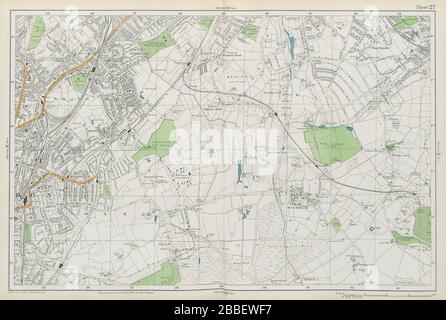 CROYDON Beckenham Woodside W Wickham Elmers End Norwood Hayes. BACON 1913 carte Banque D'Images