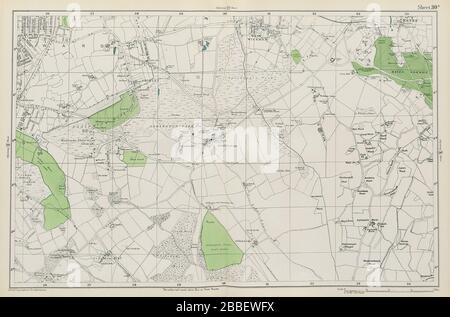 EAST CROYDON Selsdon West Wickham New Addington Hayes Shirley. BACON 1913 carte Banque D'Images